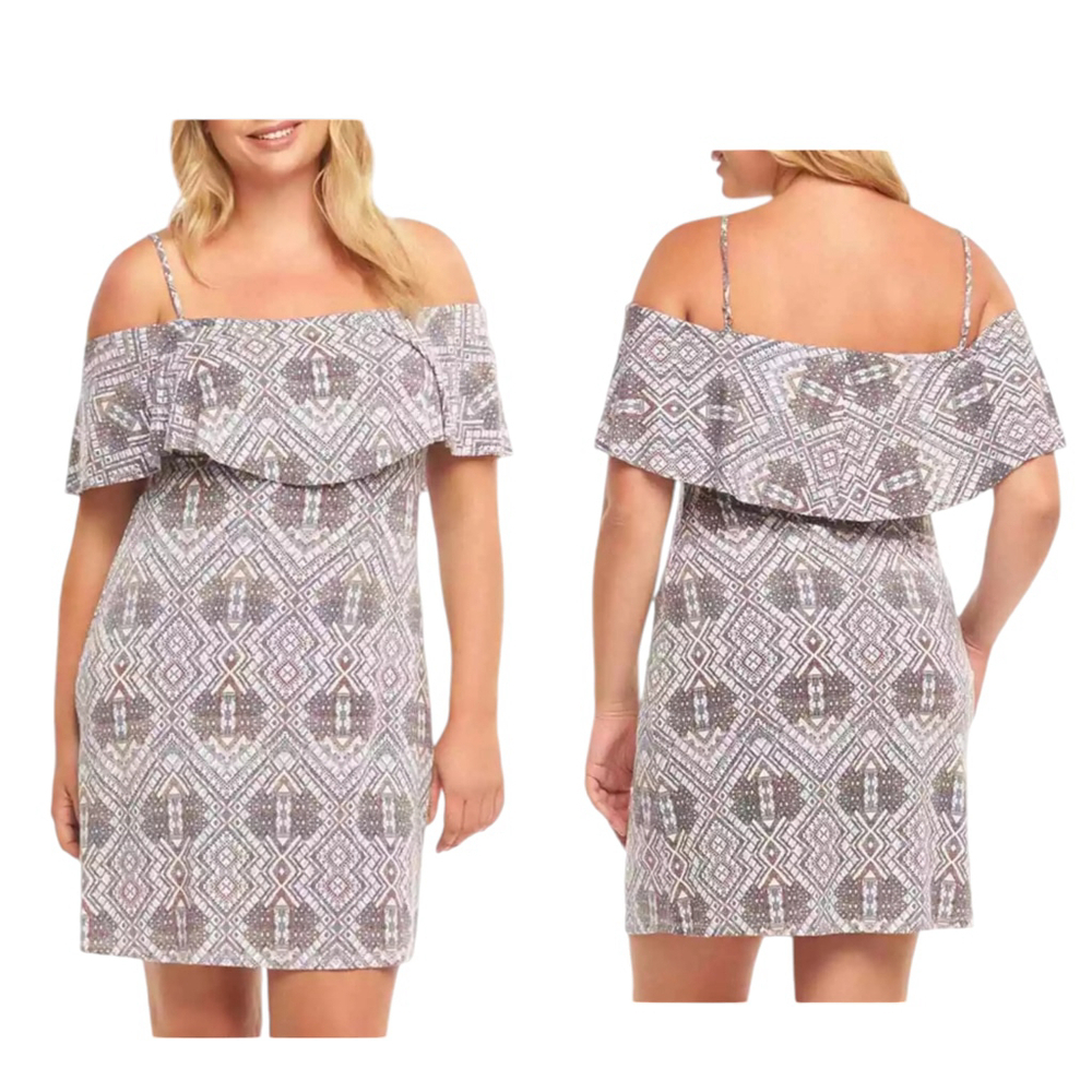 NWOT TART Blue Tacita Ruffle Off The Shoulder Shift Dress Sz XS